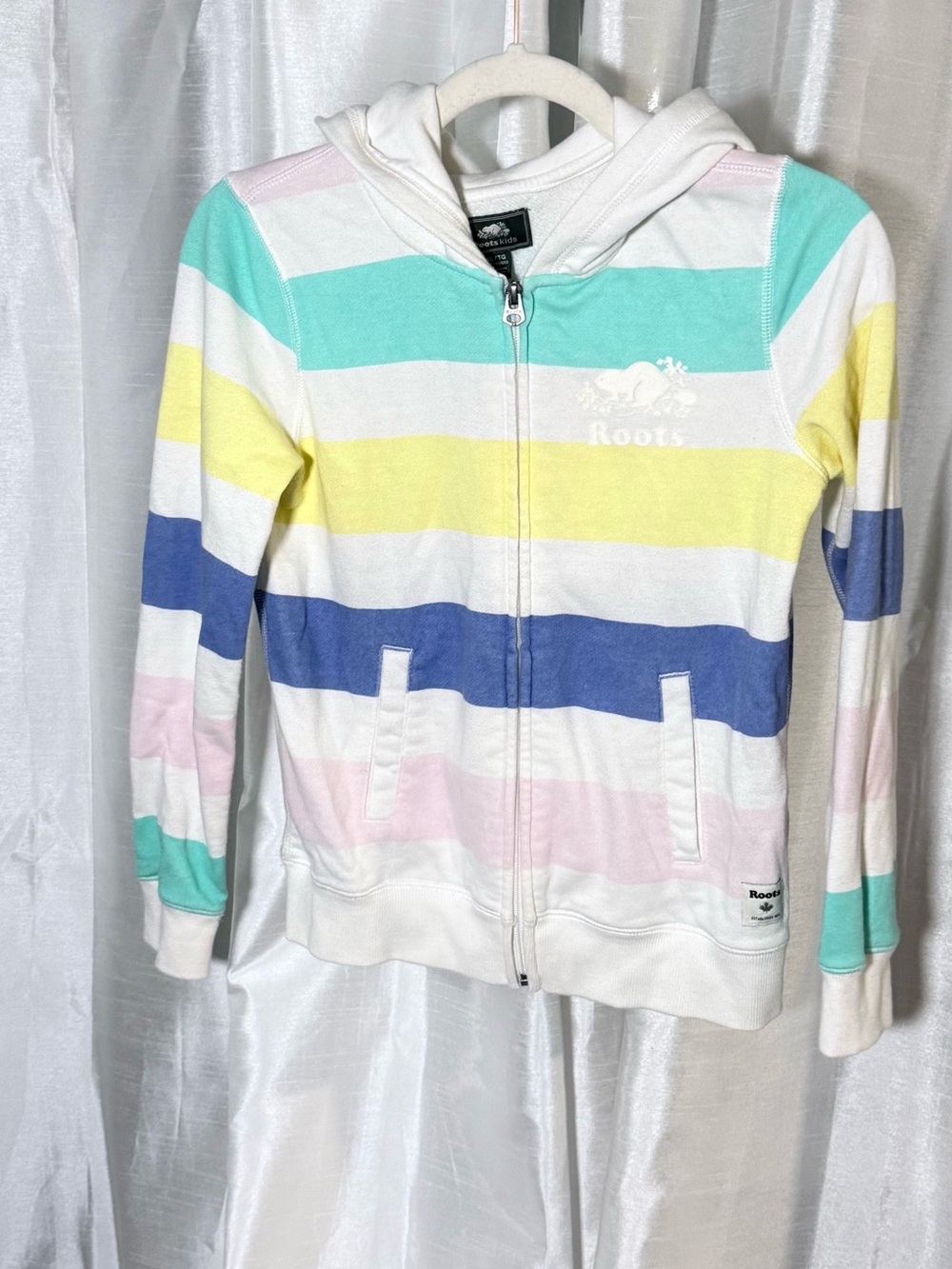 Roots Girls' Pastel Stripe Zip Hoodie